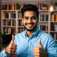 Happy young man giving two enthusiastic thumbs up